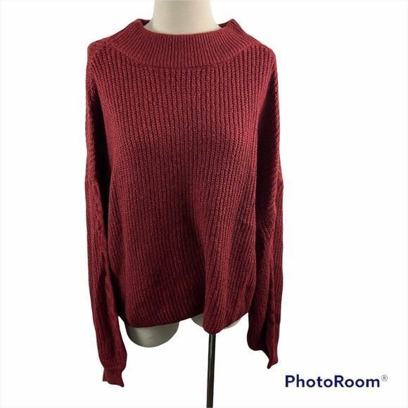 NWT BP Red Maroon Turtle Neck Balloon Sleeves Sweater (1X) - Picture 10 of 10